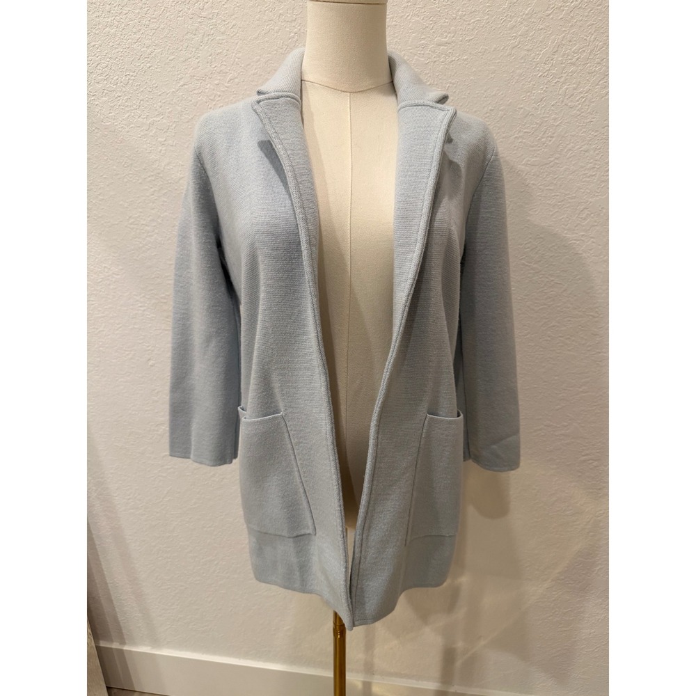 J.Crew Merino Wool Blend Blazer Open Front Cardigan Sky Blue XXS Coastal Grandma